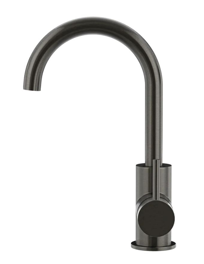 Meir Round Gooseneck Basin Mixer with Cold Start Gunmetal