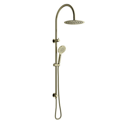 Mimi Cove Twin Gooseneck Rail Shower Brushed Brass