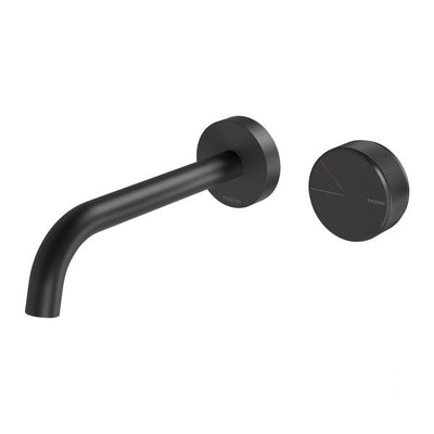 Phoenix Axia Wall Basin/Bath Curved Outlet Mixer Set 180mm Matte Black