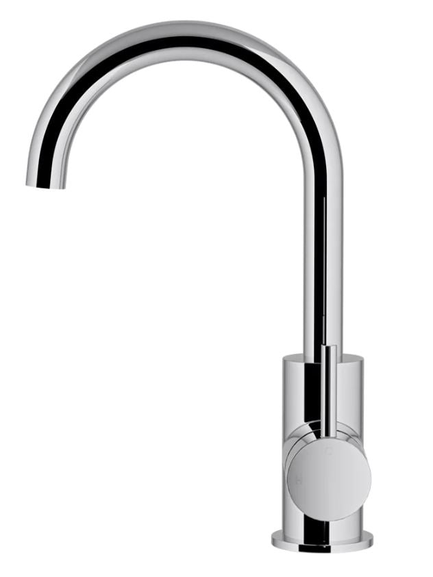 Meir Round Gooseneck Basin Mixer with Cold Start Chrome