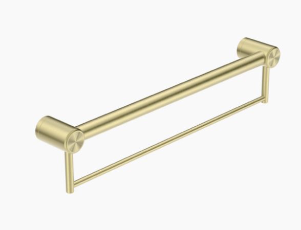 Nero Mecca Care 32mm Grab Rail With Towel Holder Brushed Gold