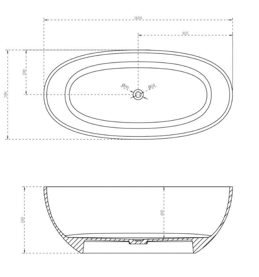 Wow Translucency Resin Stone Bath 1700mm