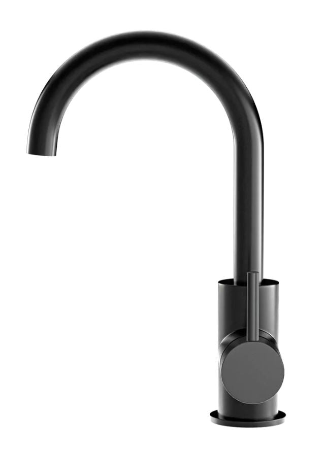 Meir Round Gooseneck Basin Mixer with Cold Start Matte Black