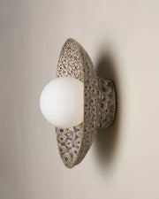 Ceramic Wall Dish Sconce Light - White Ochre