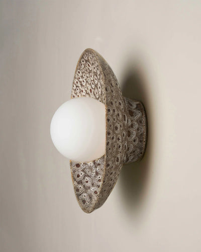 Ceramic Wall Dish Sconce Light - White Ochre