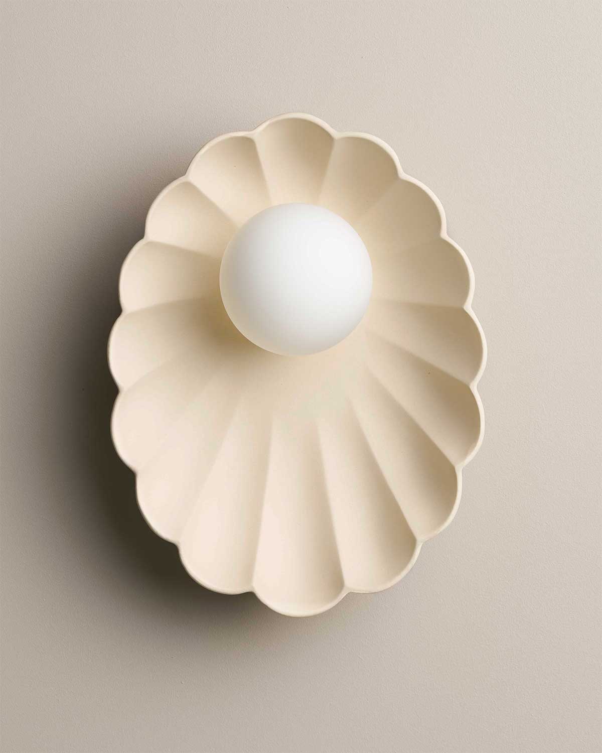 Ceramic Wall Oyster Sconce Light - Bone