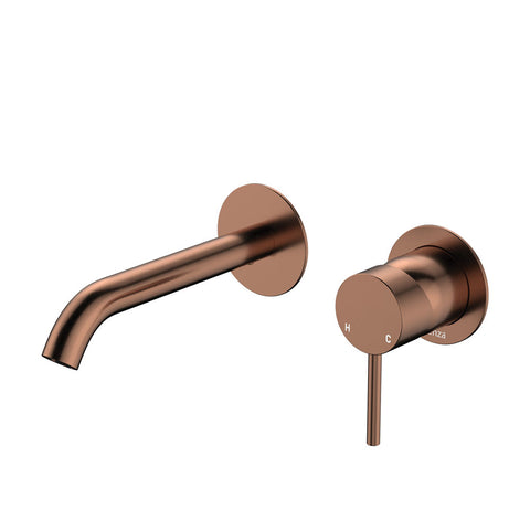 Fienza Kaya Basin/Bath Wall Mixer Set 160mm Brushed Copper