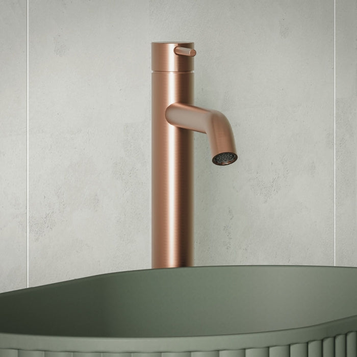 Kaya Tall Basin Mixer Brushed Copper