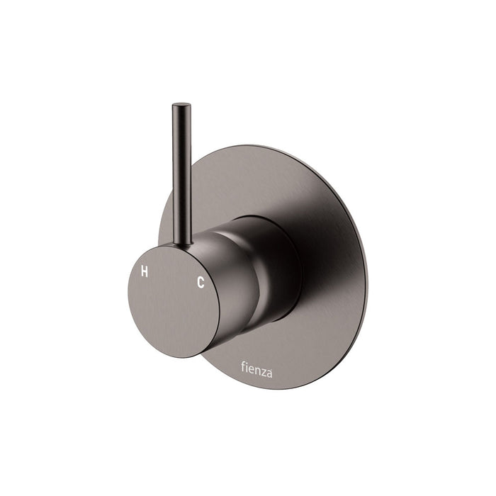 Fienza Kaya Up Wall Mixer Large Round Plate Gun Metal