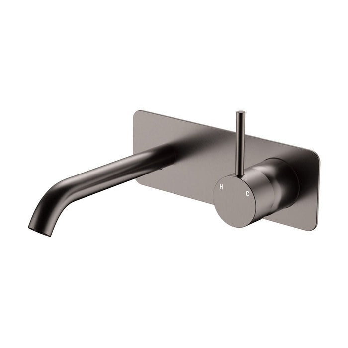 Fienza Kaya Up Basin/Bath Wall Mixer Set Rectangular Plate 160mm Gun Metal