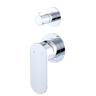 Fienza Empire Slim Wall Mixer & Diverter Small Round Plates Chrome