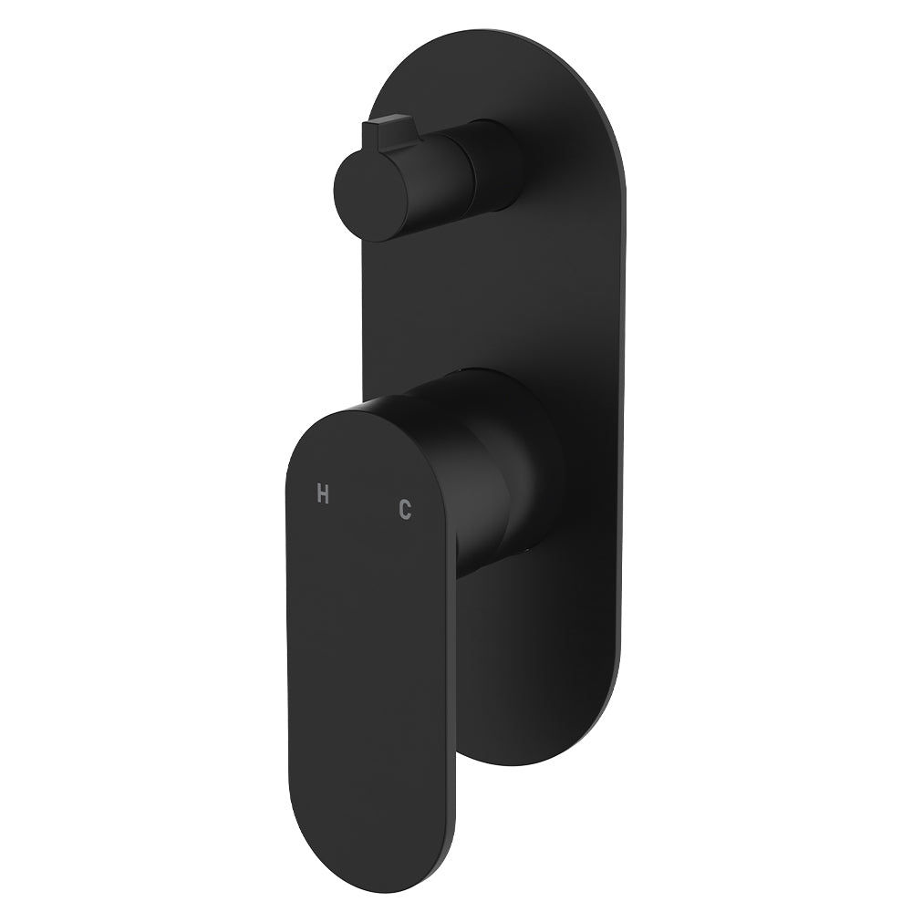 Fienza  Empire Slim Wall Mixer & Diverter Large Oval Plate Matte Black