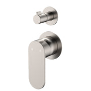 Fienza Empire Slim Wall Mixer & Diverter Small Round Plates Brushed Nickel