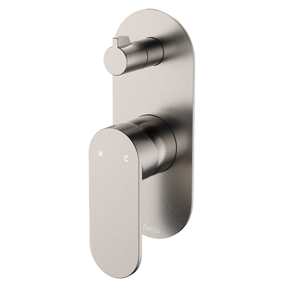 Fienza Empire Slim Wall Mixer & Diverter Large Oval Plate Brushed Nickel