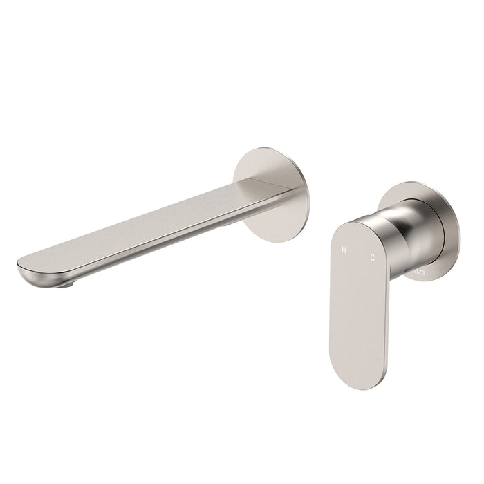 Fienza Empire Slim Wall Basin/Bath Mixer Set 200mm Brushed Nickel