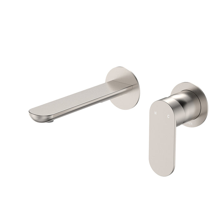 Fienza Empire Slim Wall Basin/Bath Mixer Set 160mm Brushed Nickel