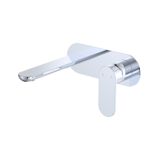 Fienza Empire Slim Wall Basin/Bath Mixer Set Oval Plate 160mm Chrome