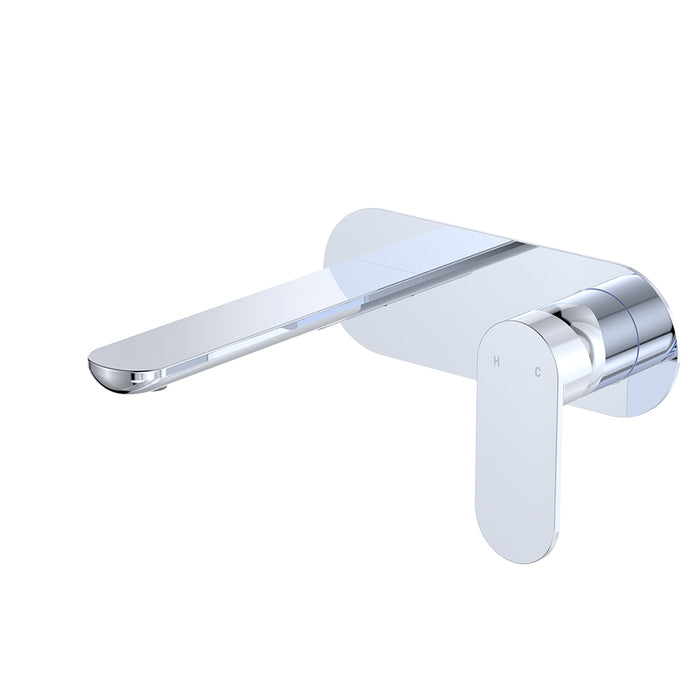 Fienza Empire Slim Wall Basin/Bath Mixer Set Oval Plate 160mm Chrome
