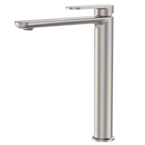Fienza Empire Slim Cold Start Tall Basin Mixer Brushed Nickel