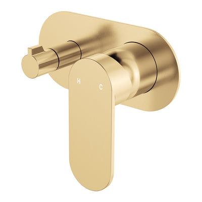 Fienza Empire Slim Wall Mixer & Diverter Oval Plate Horizontal Urban Brass