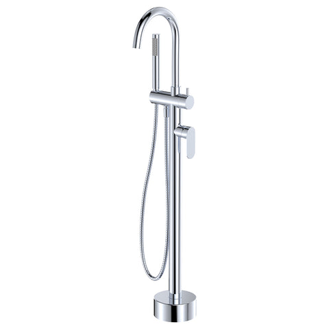 Fienza Empire Slim Floor Mounted Bath Mixer & Handshower Chrome