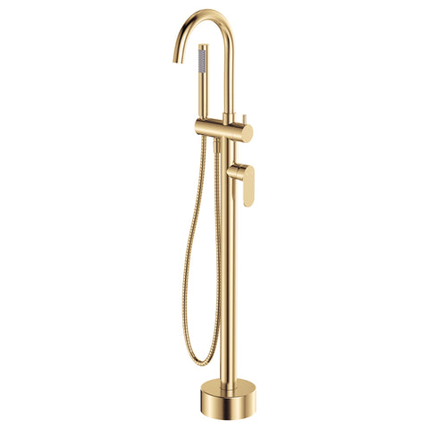 Fienza Empire Slim Floor Mounted Bath Mixer & Handshower Urban Brass