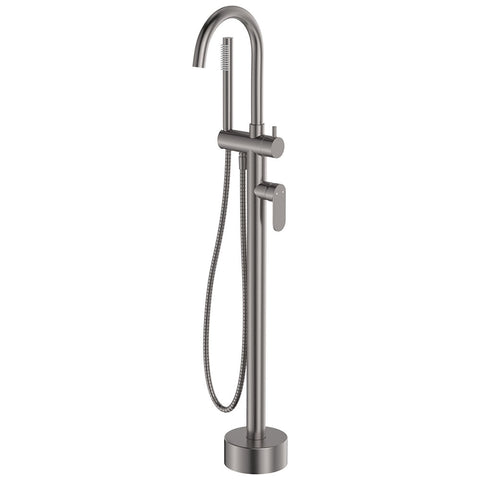 Fienza Empire Slim Floor Mounted Bath Mixer & Handshower Gun Metal