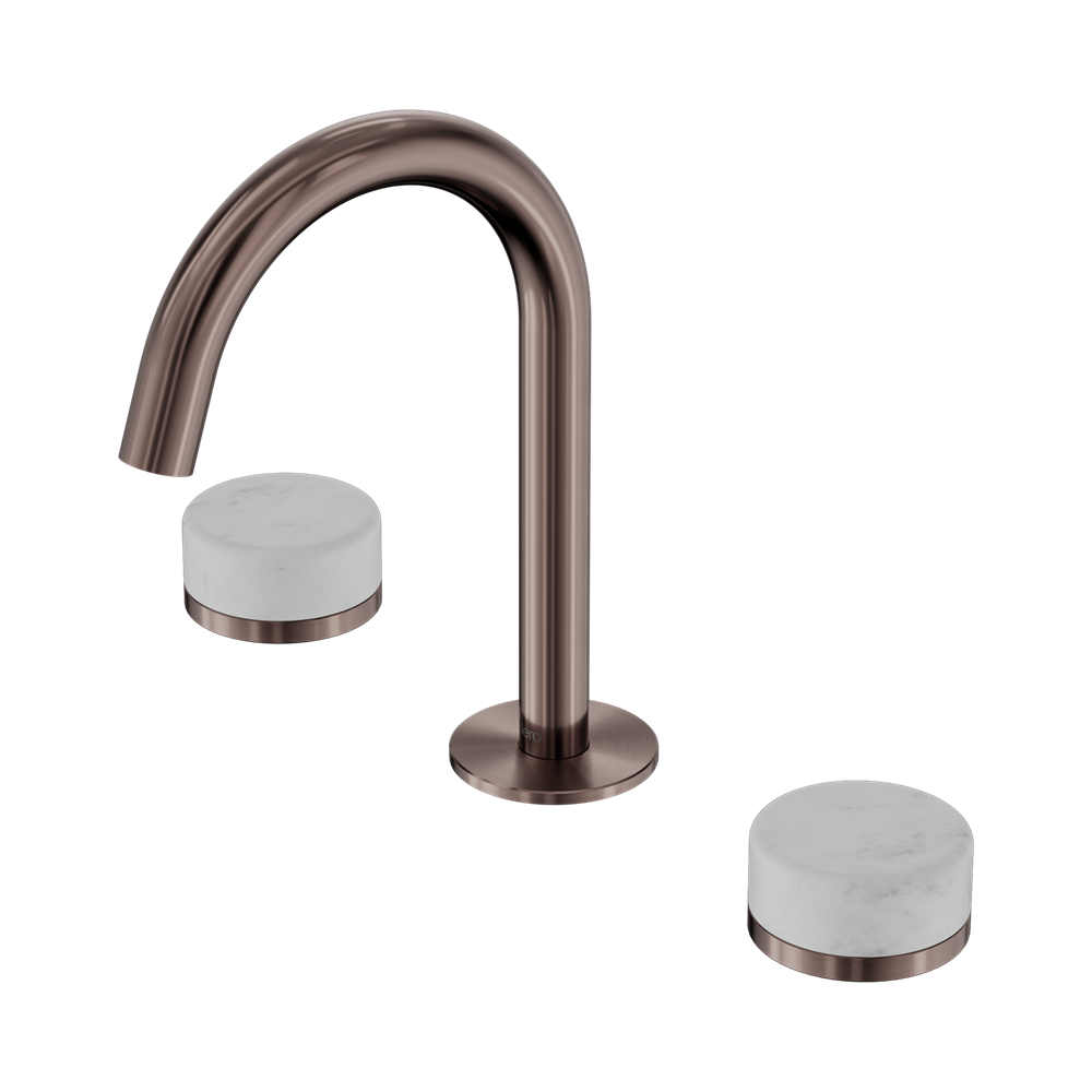 Nero Serenity Basin Set Arc Spout With Carrara Handle Brushed Bronze