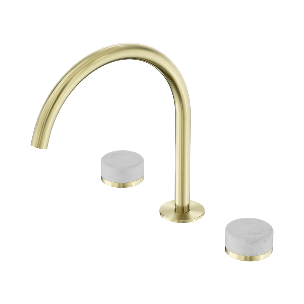 Nero Serenity Bath/Kitchen Set Arc Spout With Carrara Handle Brushed Gold