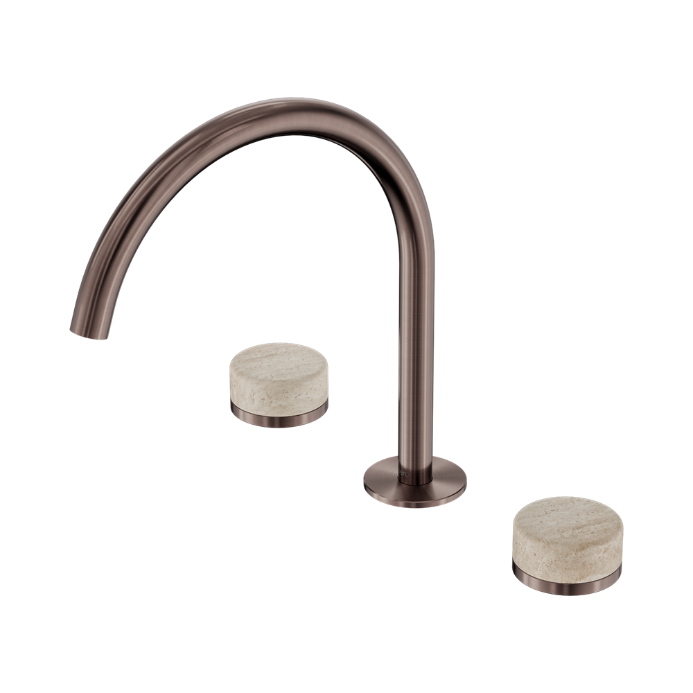 Nero Serenity Bath/Kitchen Set Arc Spout With Rome Travertine Handle Brushed Bronze