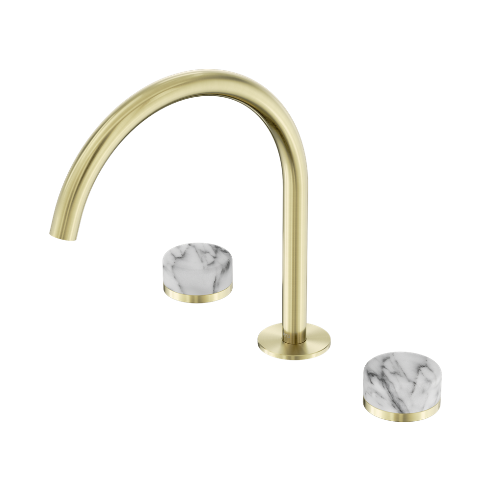 Nero Serenity Bath/Kitchen Set Arc Spout With Arabescato Corchia Handle Brushed Bronze
