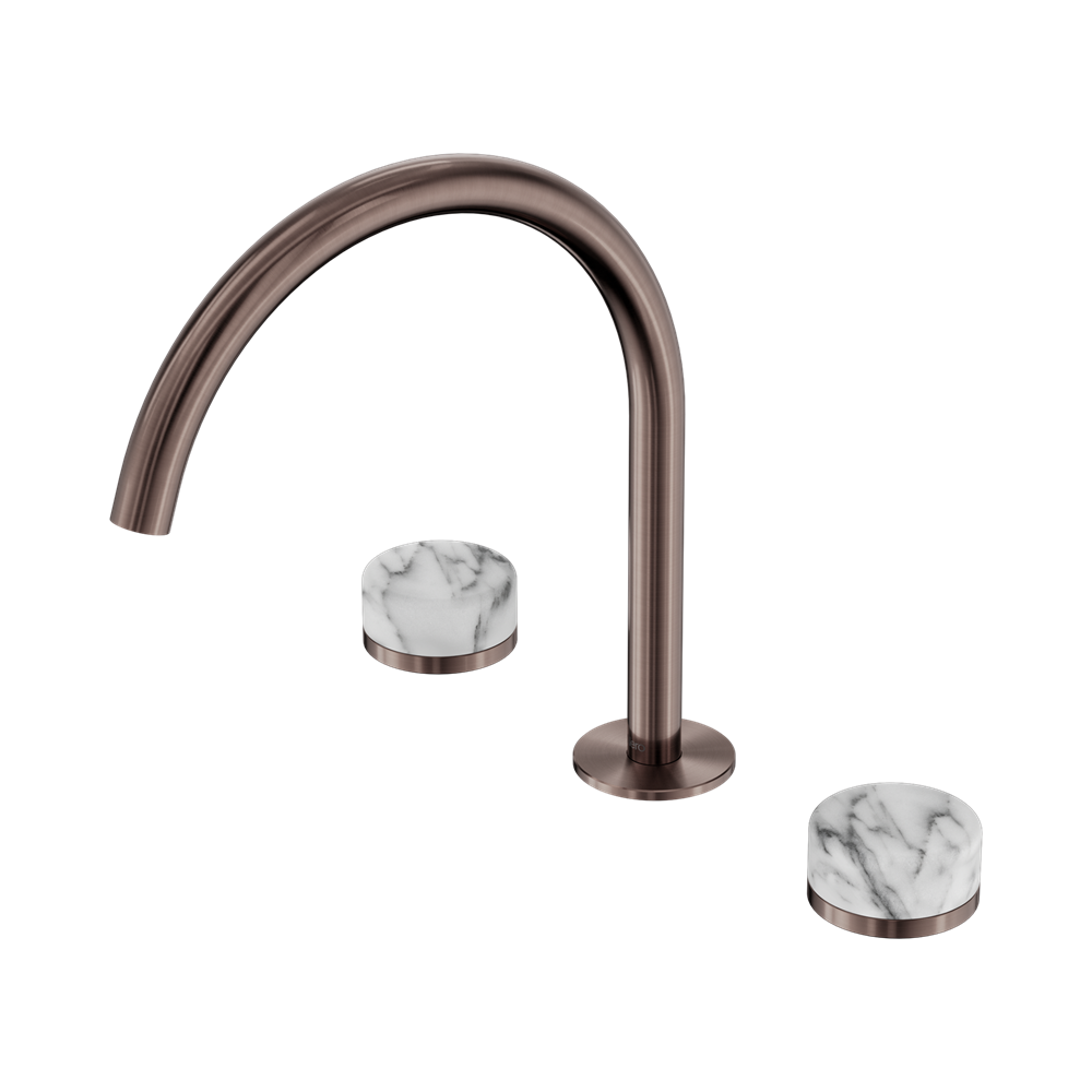 Nero Serenity Bath/Kitchen Set Arc Spout With Arabescato Corchia Handle Brushed Bronze