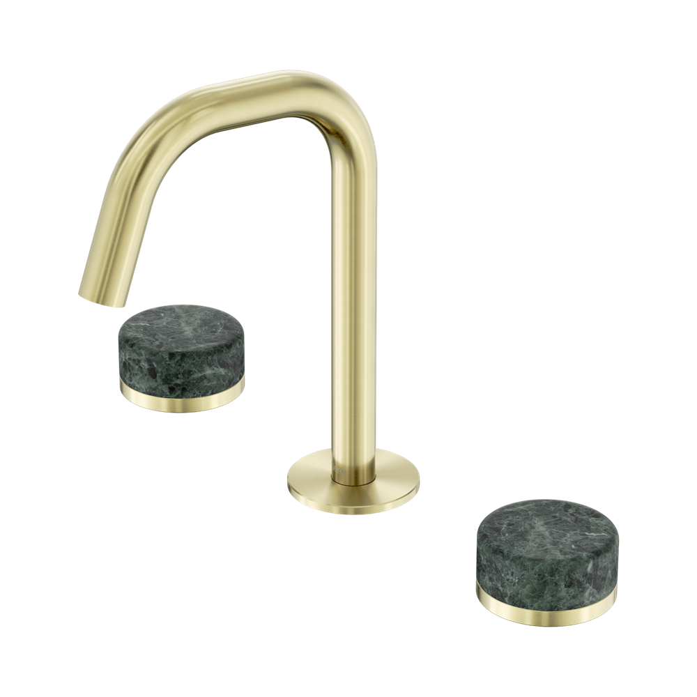 Nero Serenity Basin Set Edge Spout With Verde Alpi Handle Brushed Gold