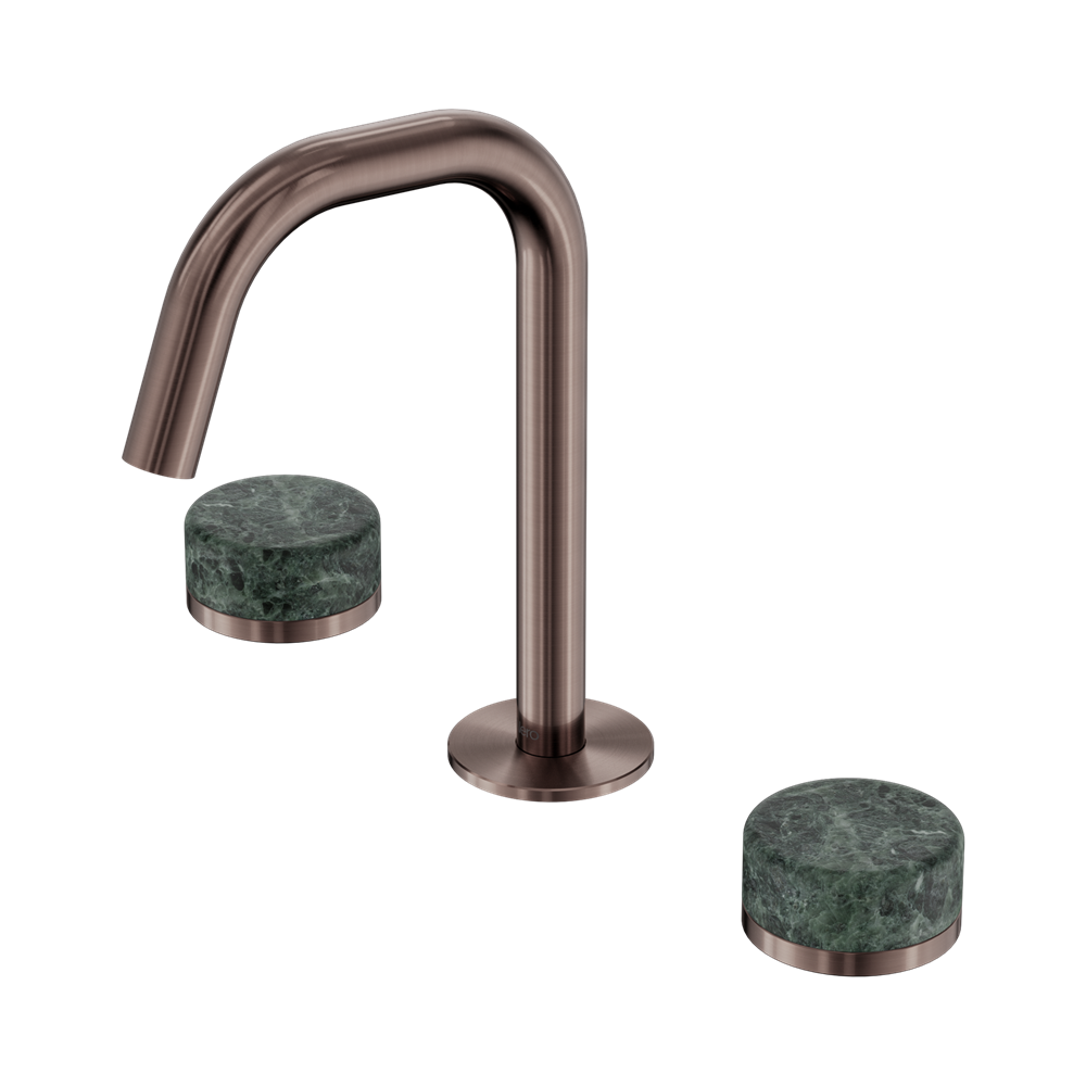 Nero Serenity Basin Set Edge Spout With Verde Alpi Handle Brushed Bronze