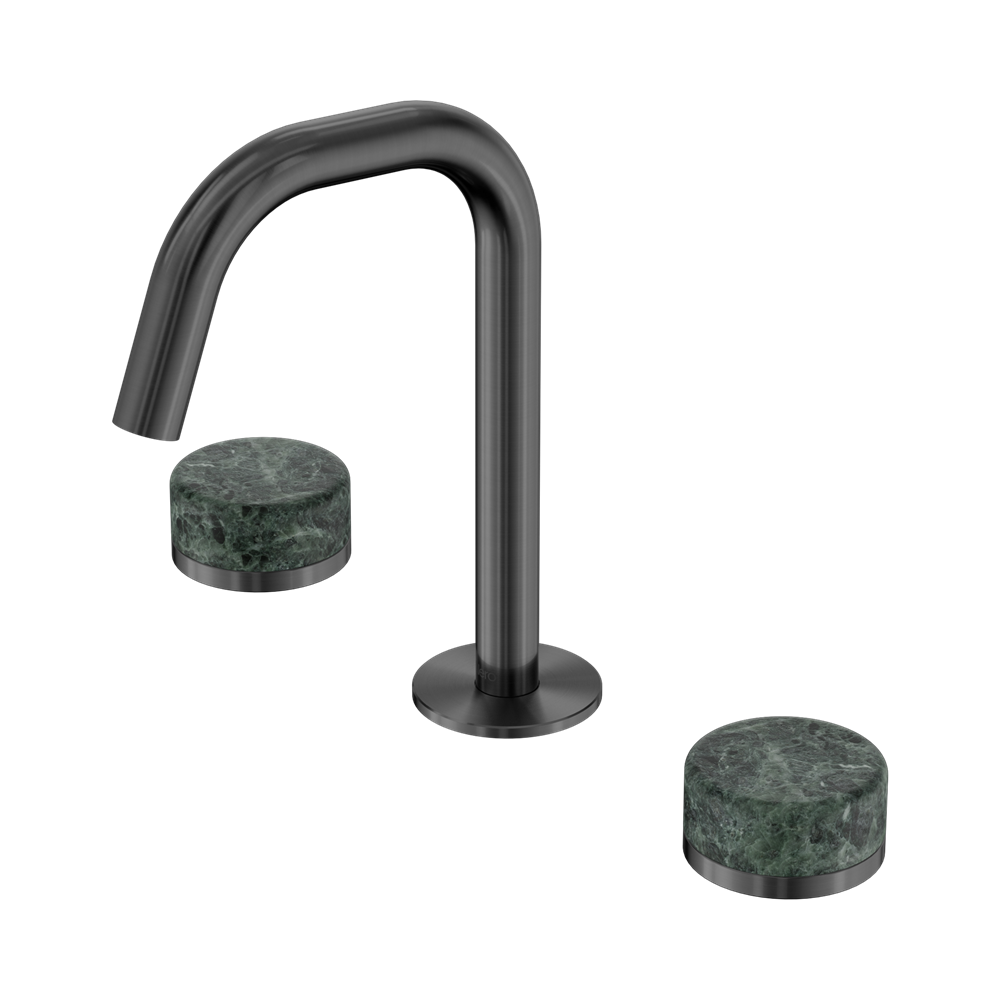 Nero Serenity Basin Set Edge Spout With Verde Alpi Handle Gun Metal