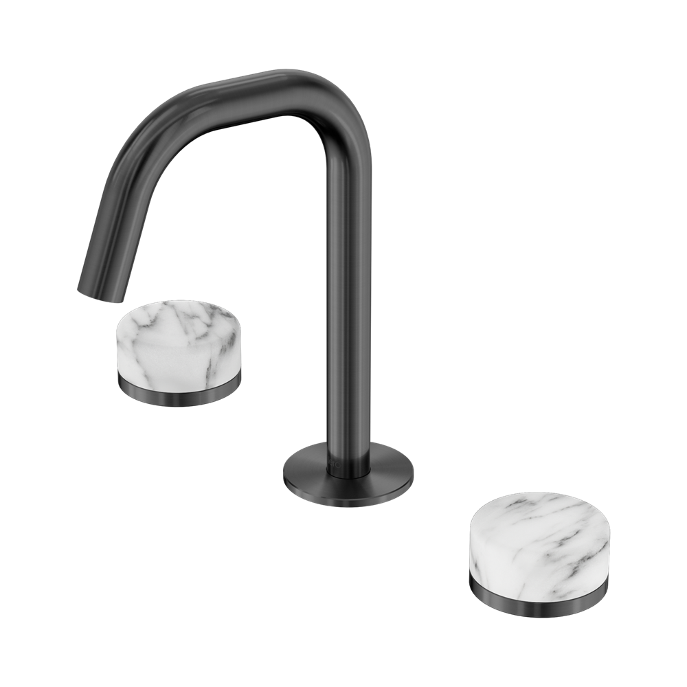 Nero Serenity Basin Set Edge Spout With Arabescato Corchia Handle Gun Metal