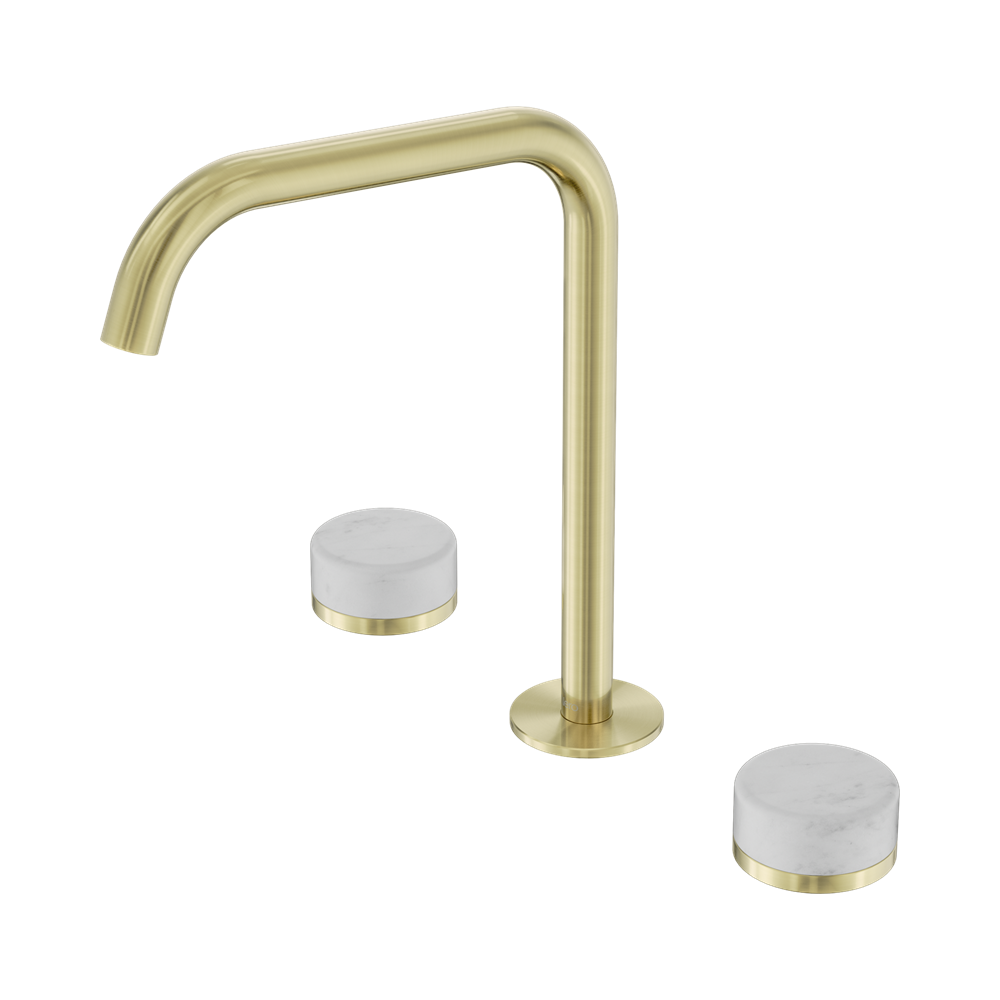 Nero Serenity Bath/Kitchen Set Edge Spout With Carrara Handle Brushed Gold