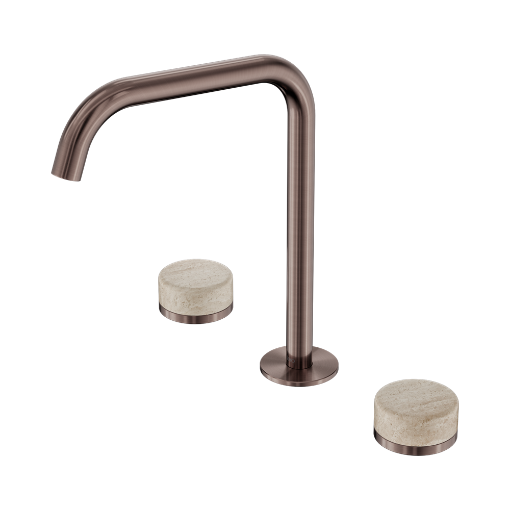 Nero Serenity Bath/Kitchen Set Edge Spout With Rome Travertine Handle Brushed Bronze