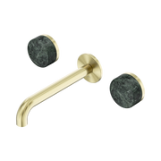 Nero Serenity Wall Basin Set 160/185/220mm Spout With  Verde Alpi Handles Brushed Bronze
