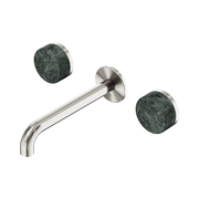 Nero Serenity Wall Basin Set 160/185/220mm Spout With  Verde Alpi Handles Brushed Nickel