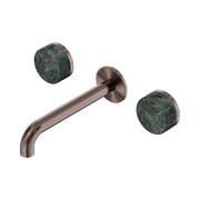 Nero Serenity Wall Basin Set 160/185/220mm Spout With  Verde Alpi Handles Brushed Bronze