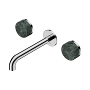 Nero Serenity Wall Basin Set 160/185/220mm Spout With  Verde Alpi Handles Chrome
