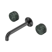 Nero Serenity Wall Basin Set 160/185/220mm Spout With  Verde Alpi Handles Gun Metal