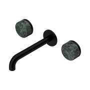 Nero Serenity Wall Basin Set 160/185/220mm Spout With  Verde Alpi Handles Matte Black