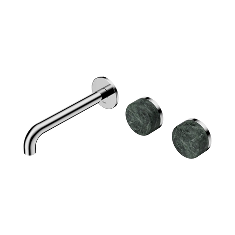 Nero Serenity Wall Basin Set 185mm Offset Spout With Verde Alpi Handle - Chrome