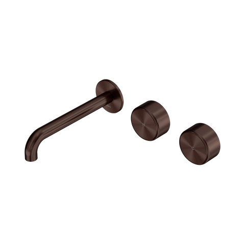Nero Serenity Wall Basin Set 185mm Offset Spout With Metal Handle Rome Bronze