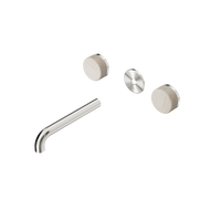Nero Serenity Wall Basin Set 160/185/220mm Spout With Rome Travertine Handle Trim Kit Only Brushed Nickel