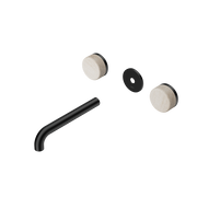 Nero Serenity Wall Basin Set 160/185/220mm Spout With Rome Travertine Handle Trim Kit Only Matte Black