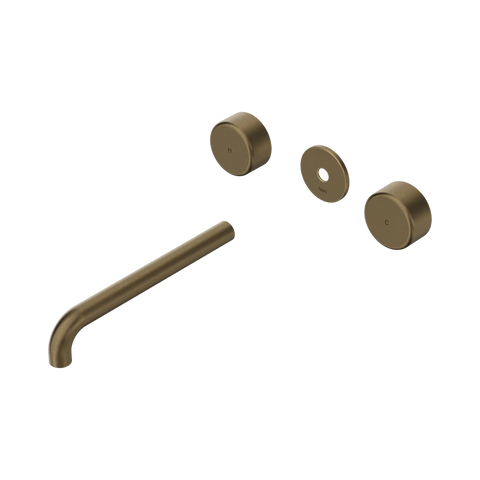 Nero Serenity Wall Basin Set 220mm Spout With Metal Handle Trim Kit Only Tumbled Antique Brass