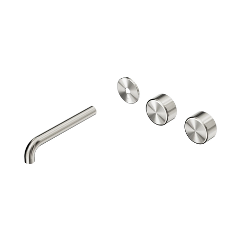 Nero Serenity Wall Basin Set 185mm Offset Spout With Metal Handle Trim Kit Only Brushed Nickel